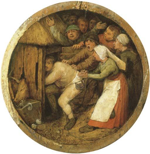 Pieter Bruegel I - The Drunkard pushed into the Pigsty