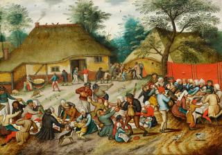 Pieter Brueghel d. J. - Das Hochzeitsmahl im Freien
