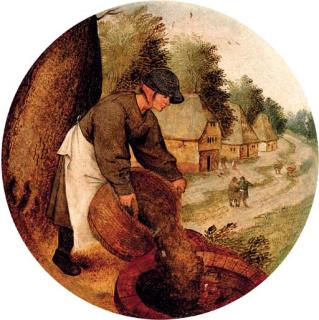Pieter Brueghel II - Proverb: \'filling the well after the calf has drowned\'