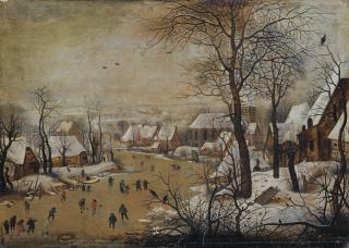 Pieter Brueghel Le Jeune - La Trappe Aux Oiseauxpieter Brueghel The Younger ; The Birdtrap ; Oil On Panel, Unframed