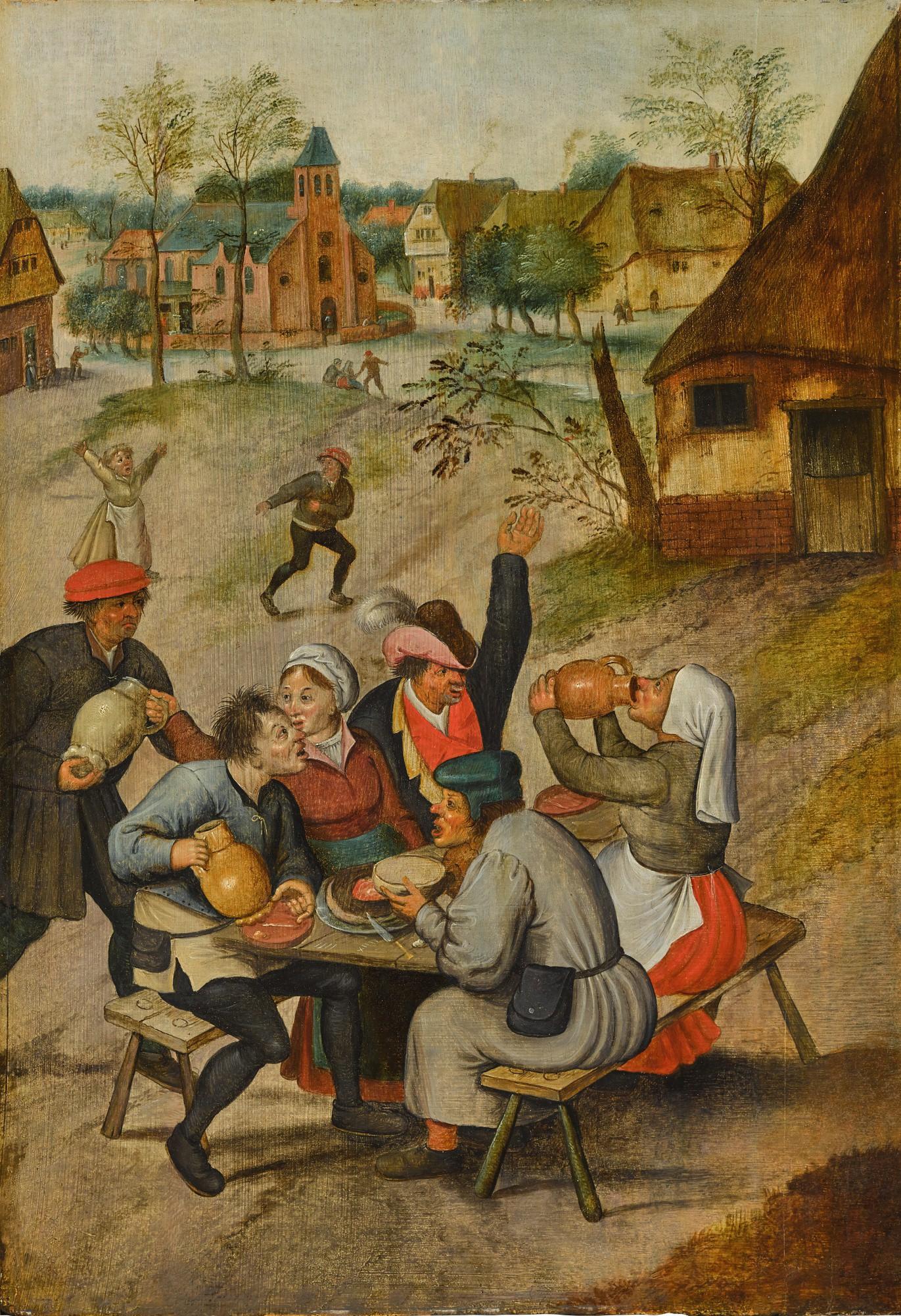 Pieter Brueghel The Younger - A Village Scene With Peasants Carousing