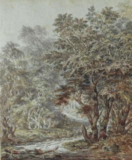 Pieter Casteels III - A Wooded Landscape With A Huntsman And A Stag