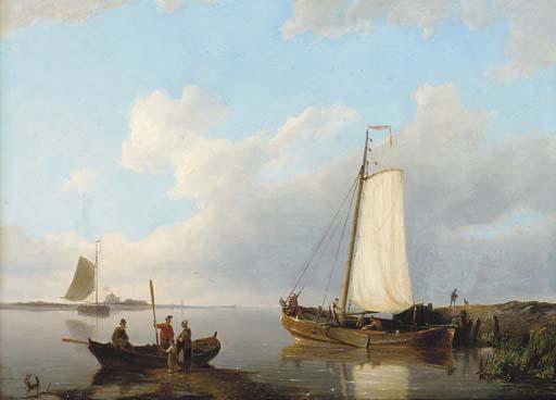 Pieter Christian Dommersen - Barges on the Scheldt