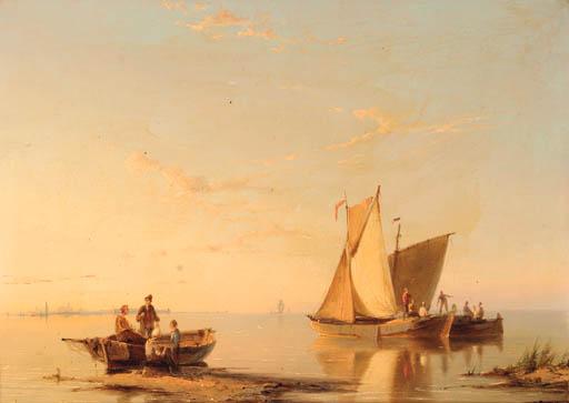 Pieter Christian Dommersen - Dutch fishing boats on the Maas