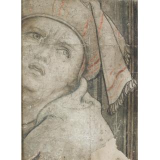 Pieter Coecke van Aelst - Two Cartoon Fragments Of Heads: A Man In A Turban And A Bearded Man Looking Upwards