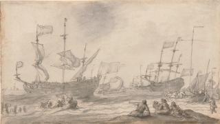 Pieter Coopse - Ausfahrt der Schiffe bei Wind.