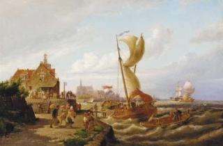 Pieter Cornelis Dommersen - A blustery day on the Amstel