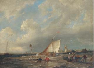 Pieter Cornelis Dommersen - A blustery day on the Scheldt