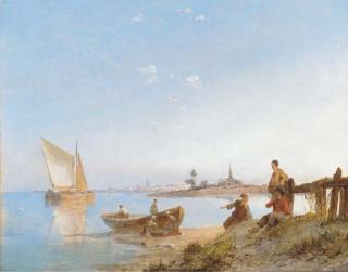 Pieter Cornelis Dommersen - A River Scene In Holland