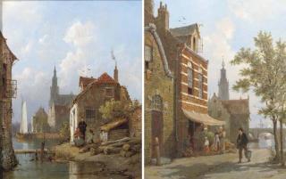 Pieter Cornelis Dommersen - Amsterdam in summer; and Alkmaar in summer