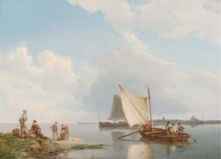 Pieter Cornelis Dommersen - Dutch Sailing Boats Off-Shore In A Flat Calm