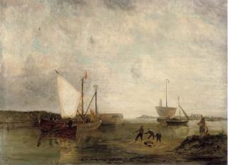 Pieter Cornelis Dommersen - Fishing boats on the Zuider Zee, Holland