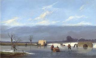 Pieter Cornelis Dommersen - Skaters On A Dutch Canal