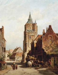 Pieter Cornelis Dommersen - The hay cart in Amersfoort, Utrecht, Holland