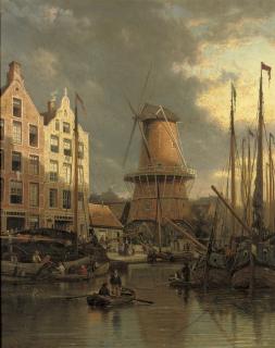 Pieter Cornelis Dommersen - The Mill \'De Roozeboom\', Amsterdam