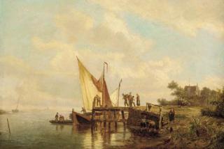 Pieter Cornelis Dommersen - Unloading the barge
