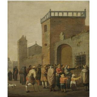 Pieter de Bloot - Alms Being Distributed Before A Palace