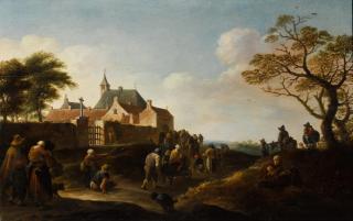 Pieter De Bloot - Beggars Gathering Outside A Convent