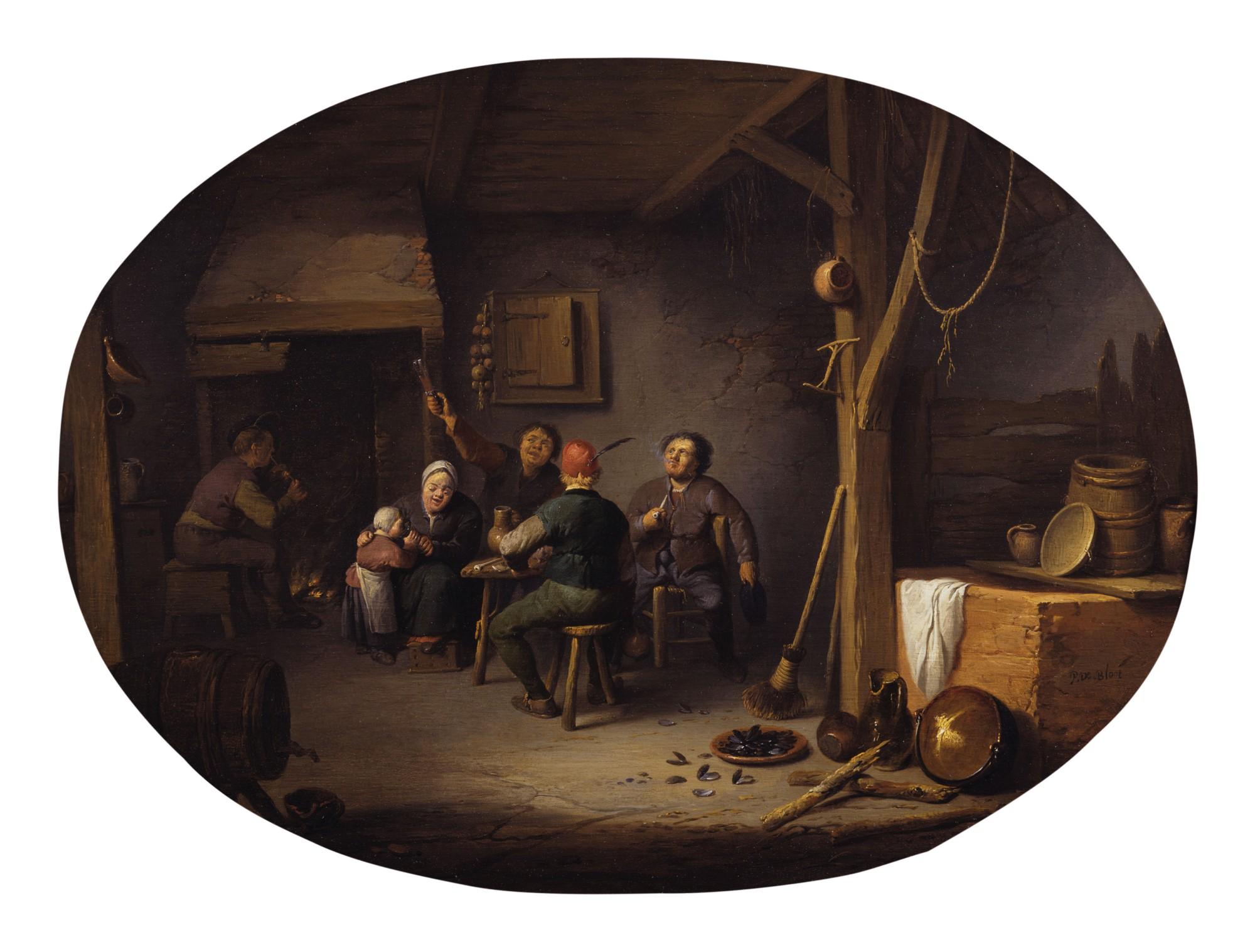 Pieter De Bloot - Peasants Drinking And Smoking In An Interior