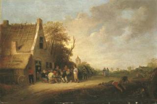 Pieter De Bloot - Peasants merrymaking outside an inn