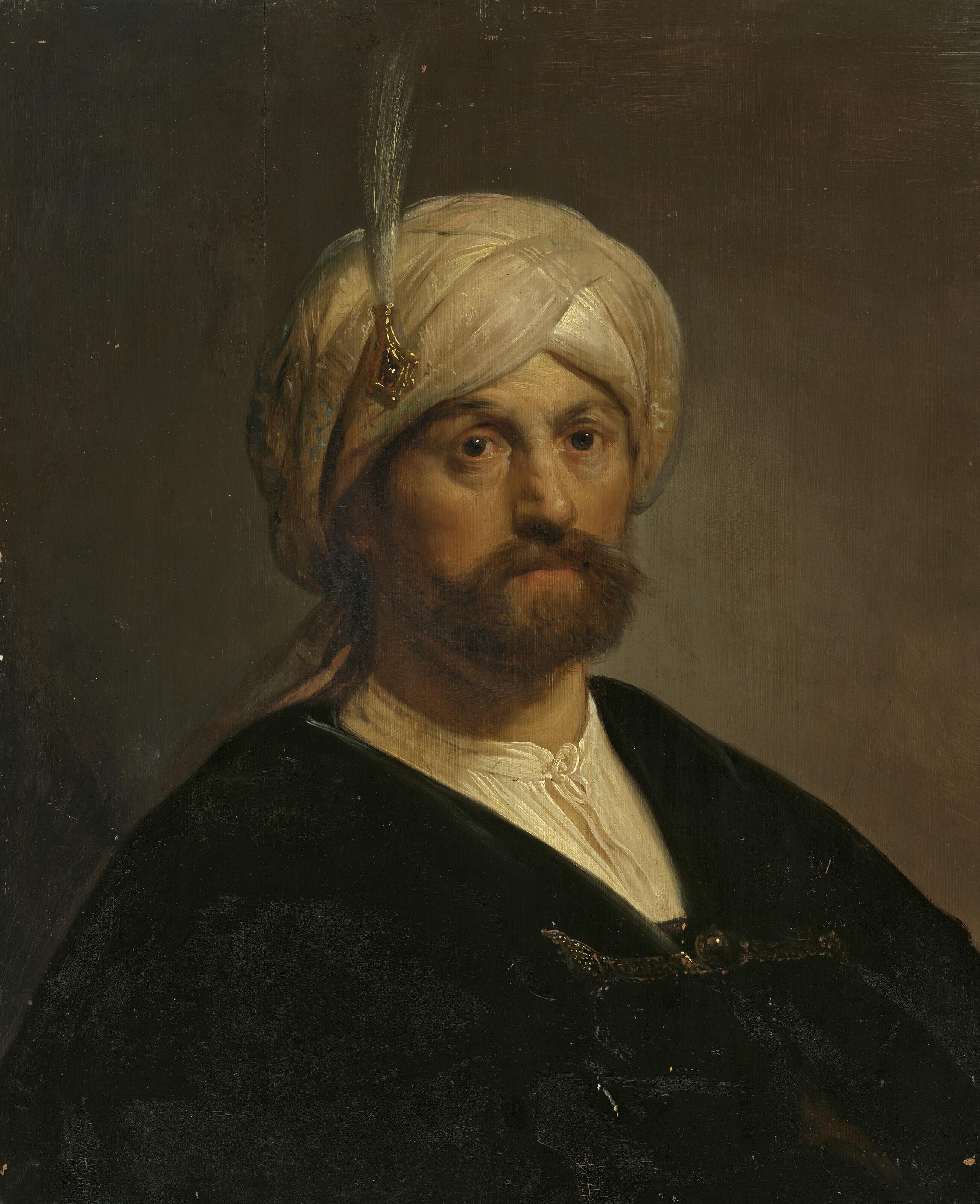 Pieter De Grebber - Head of a man, bust-length, wearing a turban and black cloak