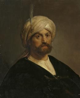 Pieter De Grebber - Head of a man, bust-length, wearing a turban and black cloak