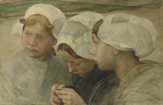 Pieter De Josselin De Jong - Drie Scheveningse meisjes: three friends, Scheveningen