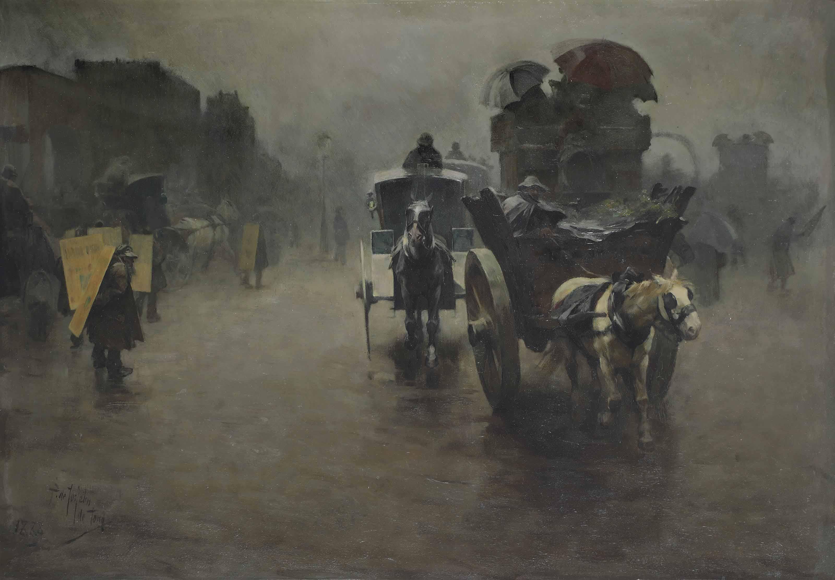 Pieter De Josselin De Jong - London: carriages in the mist, London