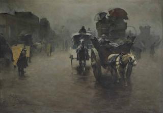 Pieter De Josselin De Jong - London: carriages in the mist, London