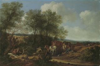 Pieter De Molijn - Brigands attacking a caravan in a dune landscape