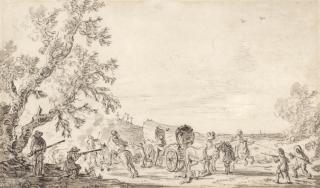 Pieter de Molijn - Landscape with a waggon being attacked by brigands