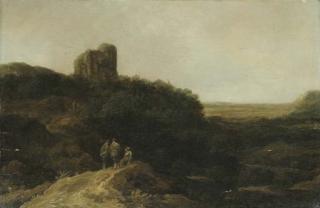Pieter De Molyn - A Landscape With Peasants Resting On A Knoll, A Tower Beyond