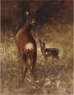 Pieter Dik - Hind with fawn