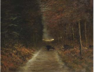 Pieter Dik - Wild boars chasing eachother