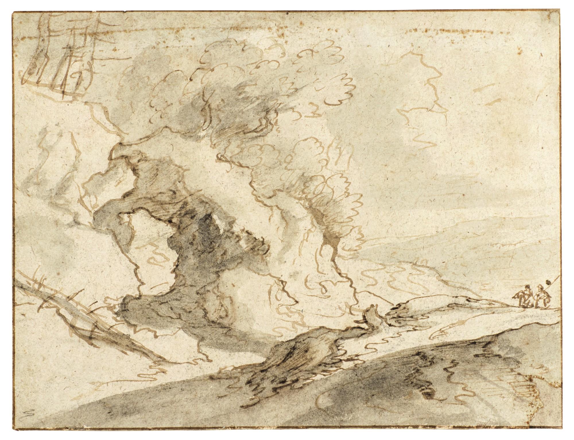 Pieter Dircksz. Santvoort - Rugged landscape with travellers