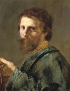 Pieter Fransz. de Grebber - Portrait of A Man, Bust-Length, In A Blue Robe, Holding His Cap In His Left Hand