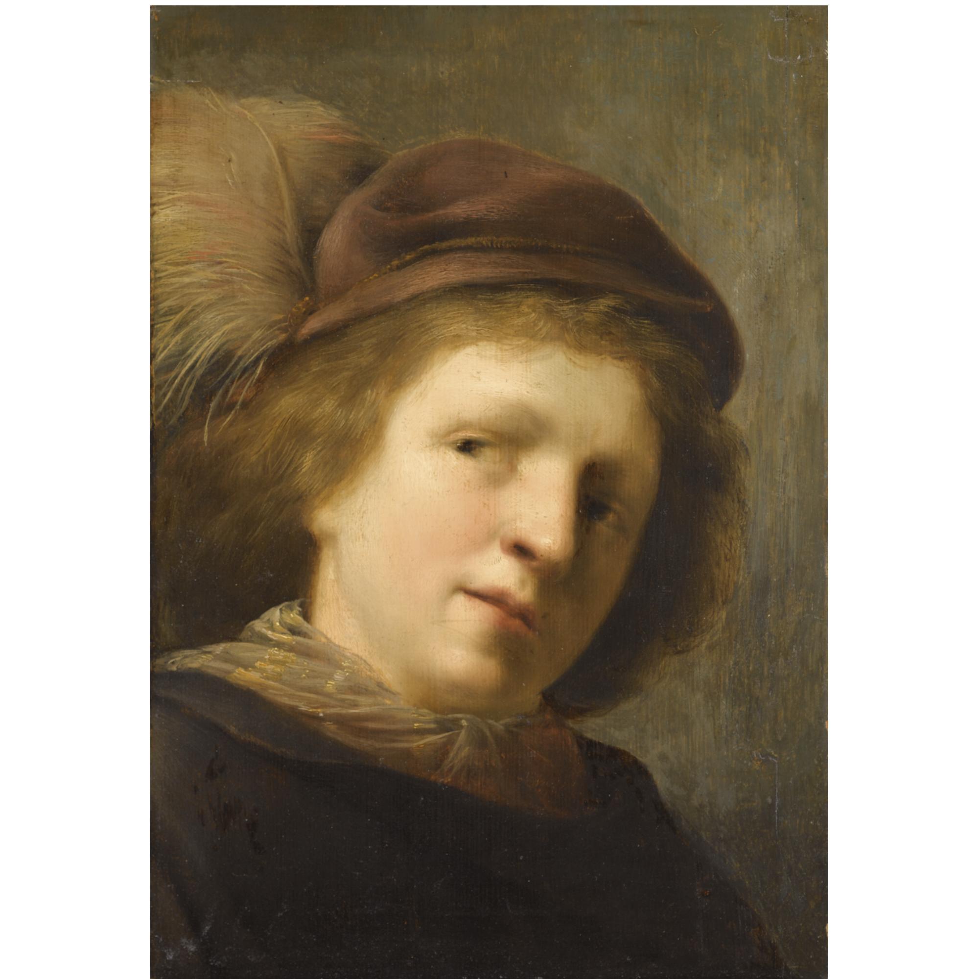 Pieter Fransz. de Grebber - Portrait Of A Young Boy, Head And Shoulders, With His Head Cocked To The Left And Wearing A Plumed Hat