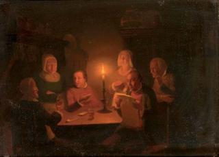 Pieter Gerardus Sjamaar - At home by candlelight