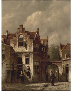 Pieter Gerardus Vertin - A continental street scene