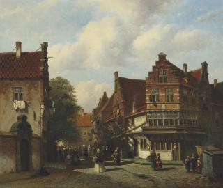 Pieter Gerardus Vertin - A Dutch street scene