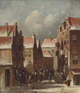 Pieter Gerardus Vertin - A Dutch street scene