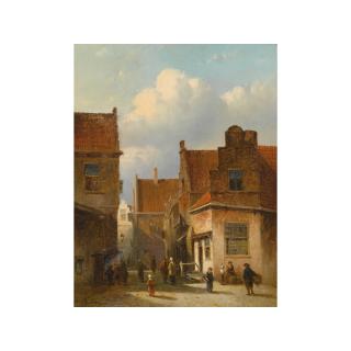 Pieter Gerardus Vertin - Figures In A Sunlit Dutch Town
