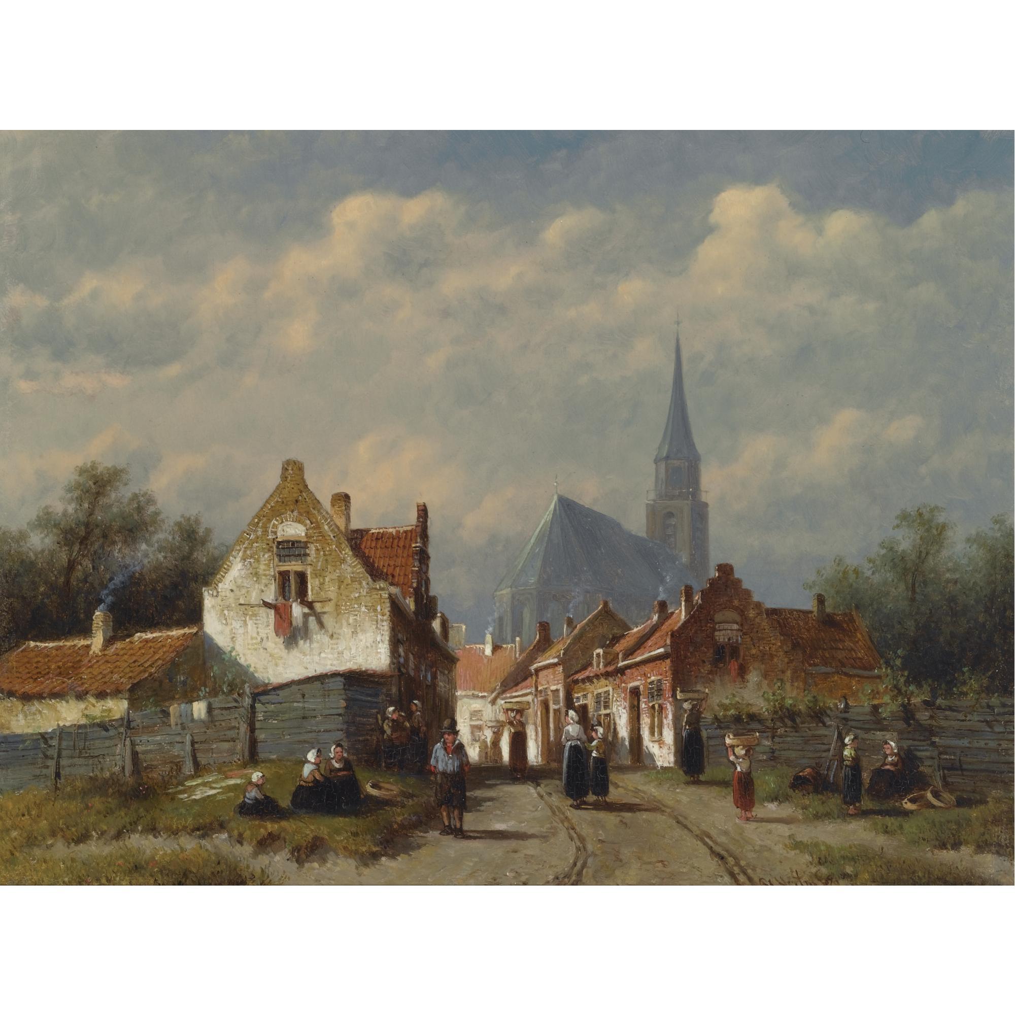 Pieter Gerardus Vertin - Laundry Day In A Dutch Town