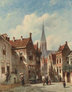 Pieter Gerardus Vertin - Villagers In A Dutch Town