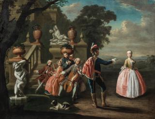 Pieter Jacob Horemans - Elegant figures dining in a landscape; The Musical recital (2)