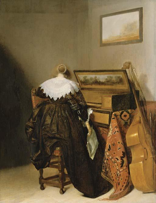 Pieter Jacobsz. Codde - A Lady Seated At A Virginal Holding A Letter