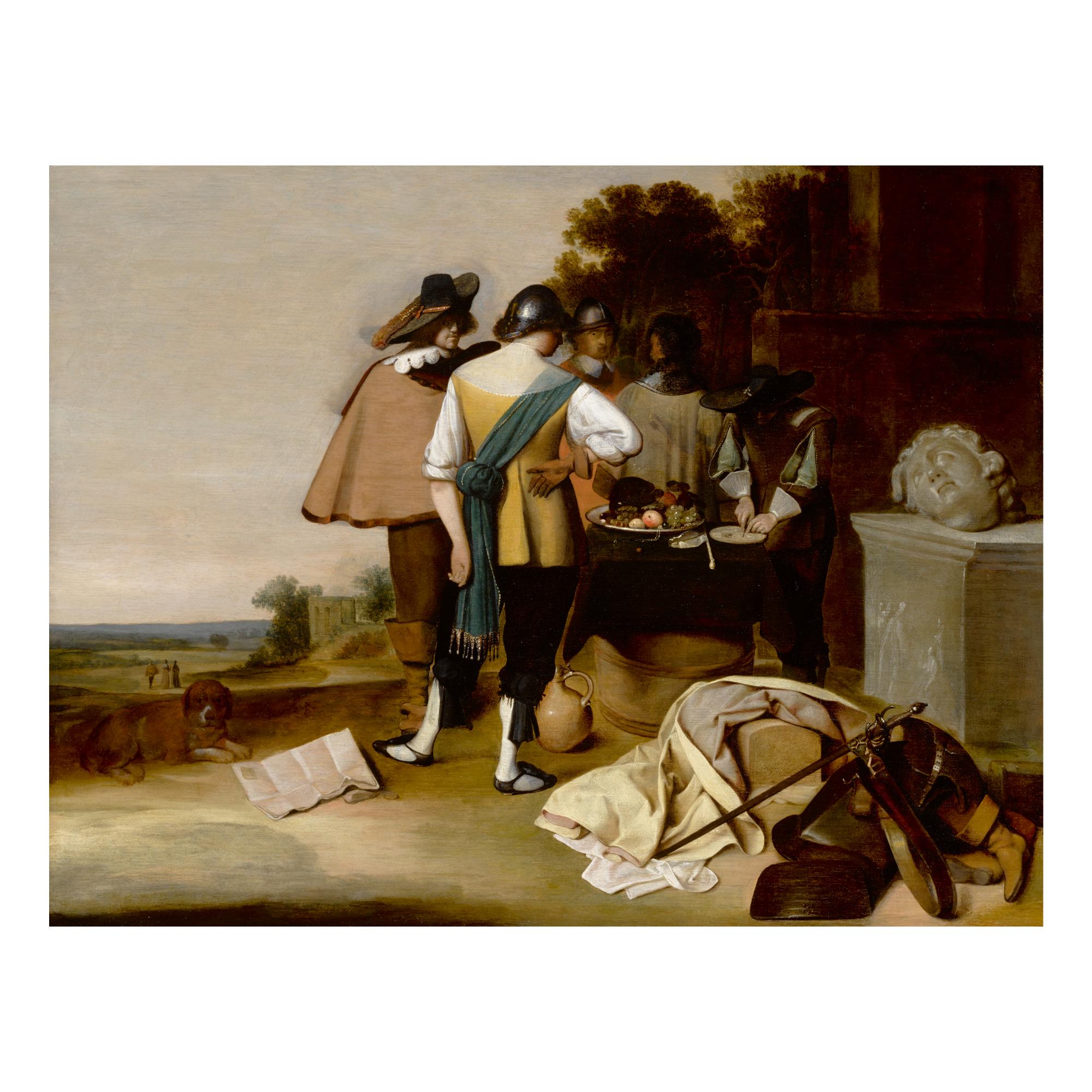 Pieter Jacobsz. Duyfhuysen - A Group Of Soldiers Resting Near Classical Remains In A Landscape