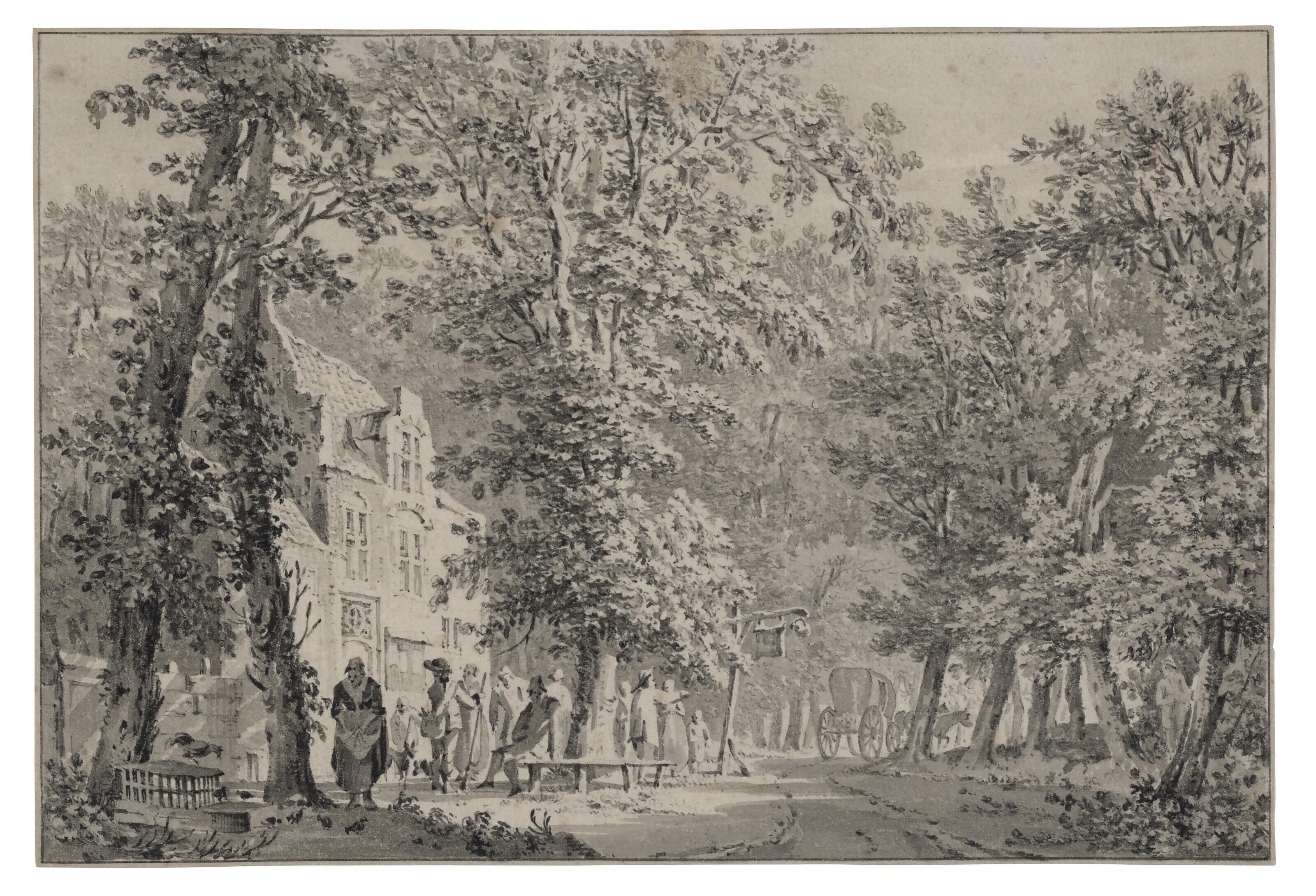 Pieter Jan Van Liender - An inn in a forest with figures