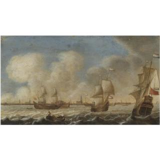 Pieter Jansz. Coopse - Dutch Shipping Off The Coast Of Amsterdam