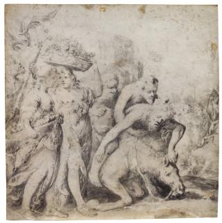 Pieter Jansz. Quast - A Bacchanal with the drunken Silenus